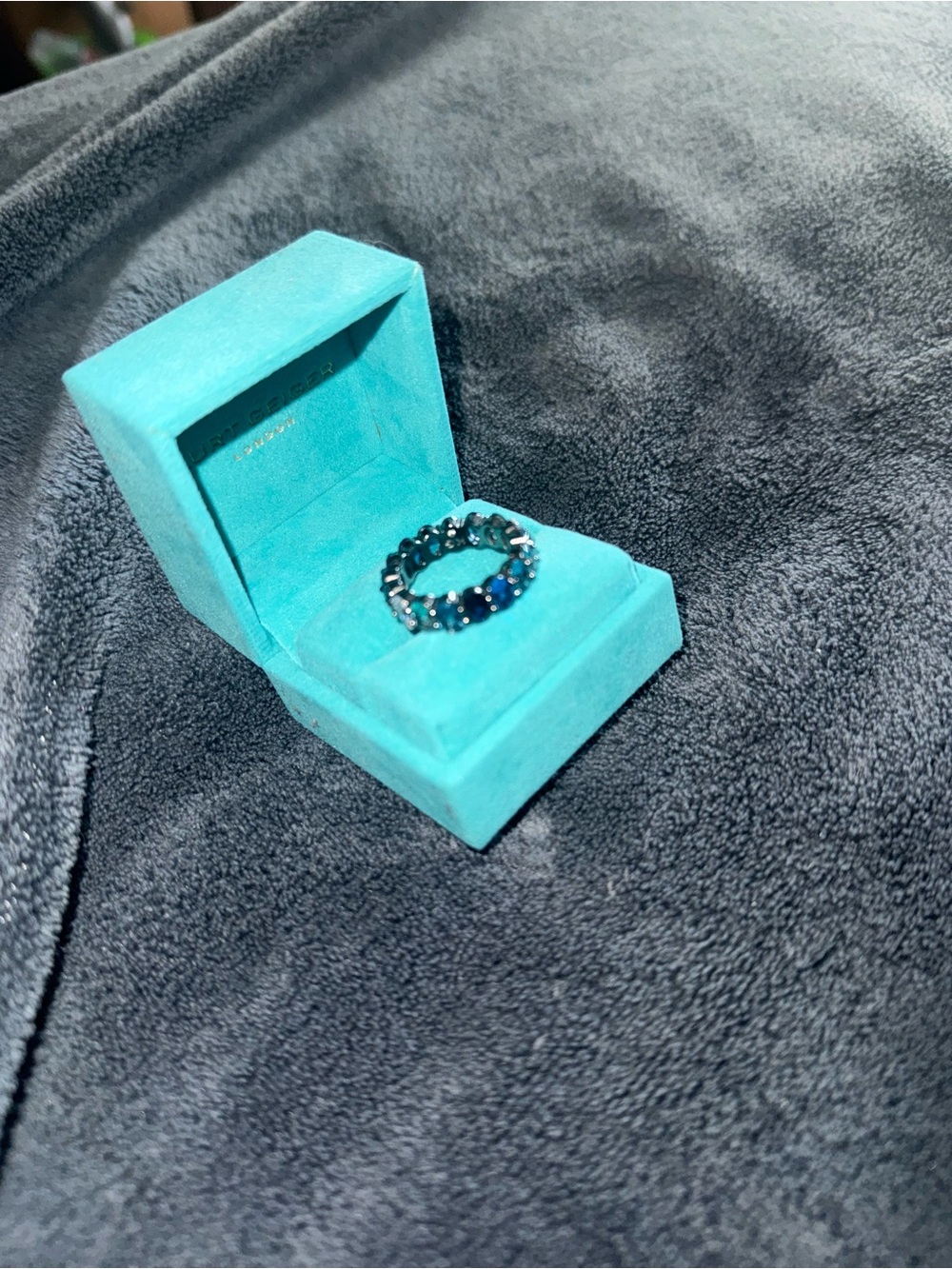 Kurt Geiger Blue Crystal Eternity Ring - Picture 2 of 7